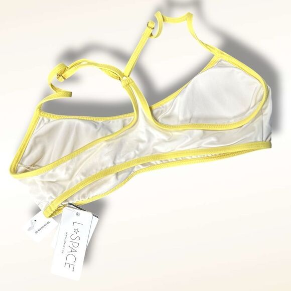 NWT L*Space $110 Pamela Bikini Top in Cream Lemon Size S Racerback - Picture 6 of 12